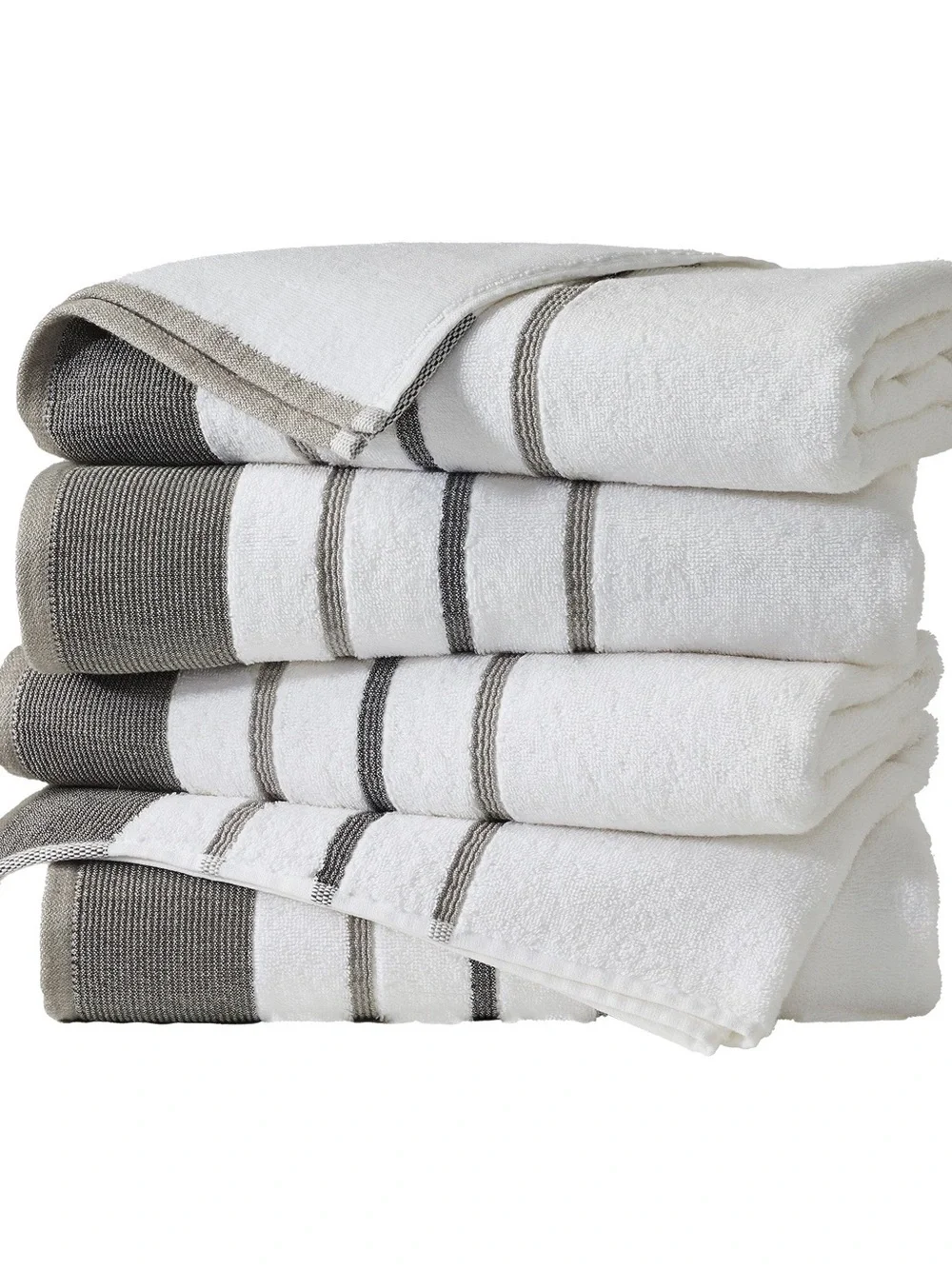 Decorative Cotton Stripe 4 Hand Towel Set Noelle Collection great Bay Home gray